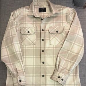 BYLT Basics Plaid Shirt Jacket - Ivory- Latte